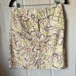 LOFT Paisley Mini Skirt in Cream and Pink
